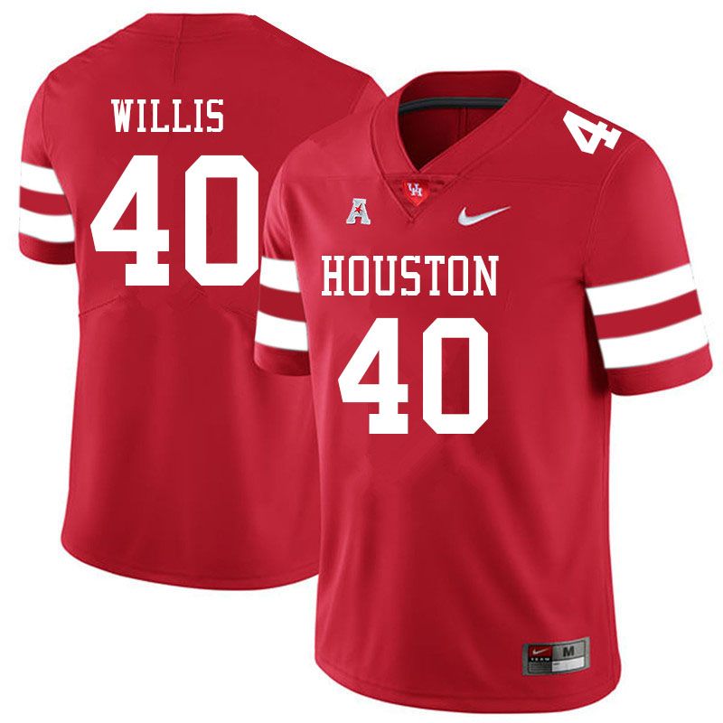 Men #40 Aaron Willis Houston Cougars College Football Jerseys Sale-Red